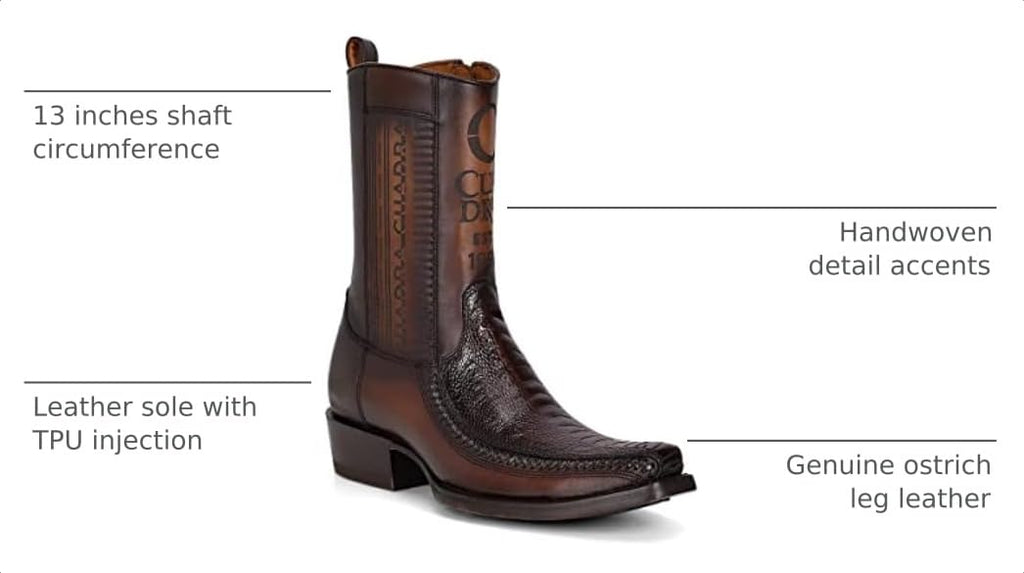 Brown Ostrich Leg Leather Cowboy Boots L18353