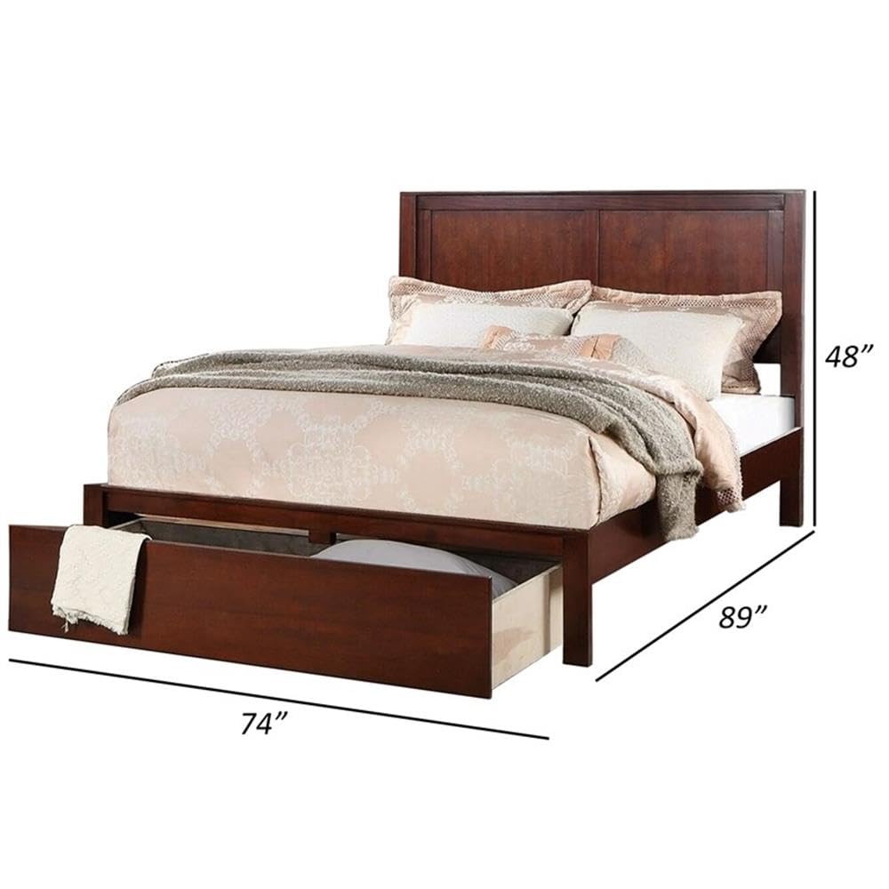 California King Solid Wood Platform Bed with Storage Drawer D183