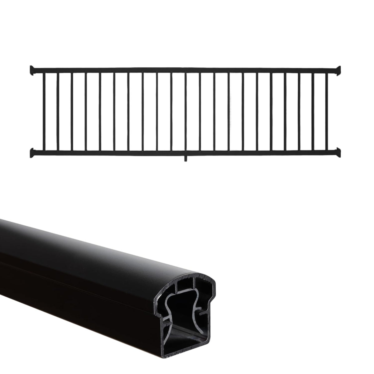 36 in. H x 8 ft. W Aluminum Deck Railing Kit with Black Powder-Coated Finish I2540
