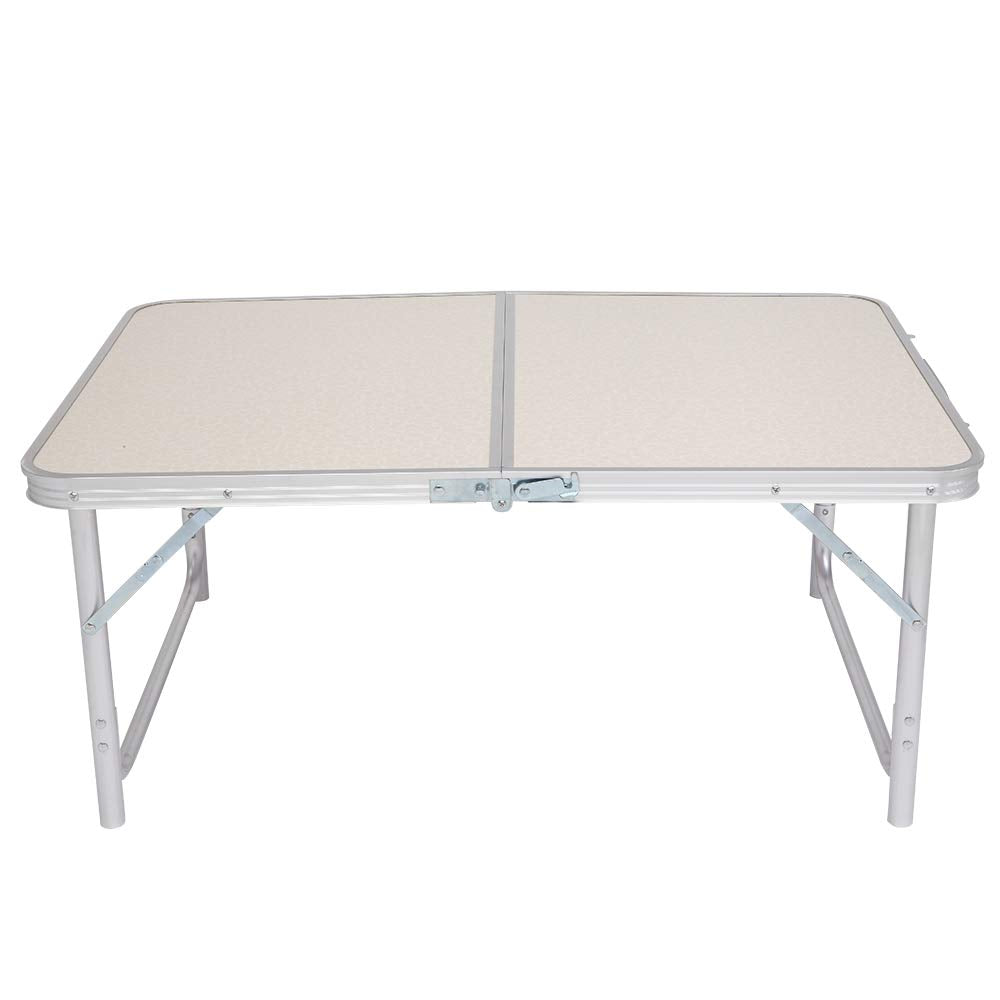 White 3 Foot Plastic Folding Table with Carrying Handle J71904