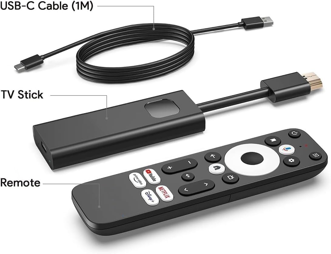 4K Android TV Stick Voice Remote Bluetooth Dual Band WiFi USB-C P1276