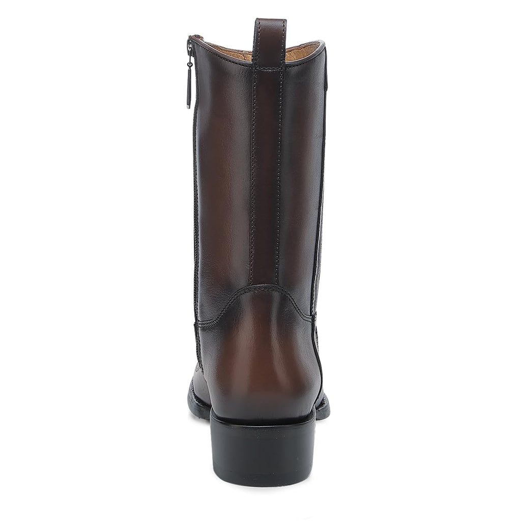 Brown Ostrich Leg Leather Cowboy Boots L18353