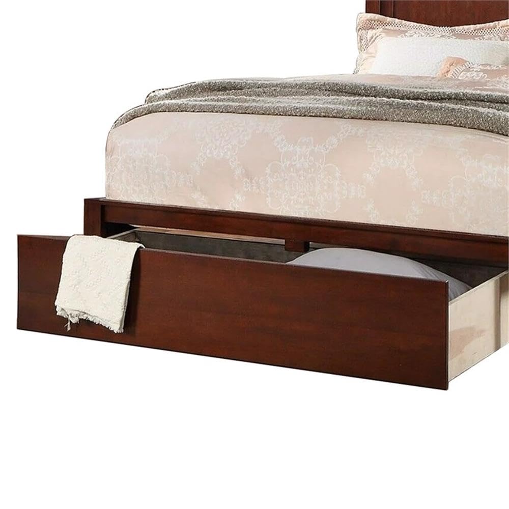 California King Solid Wood Platform Bed with Storage Drawer D183