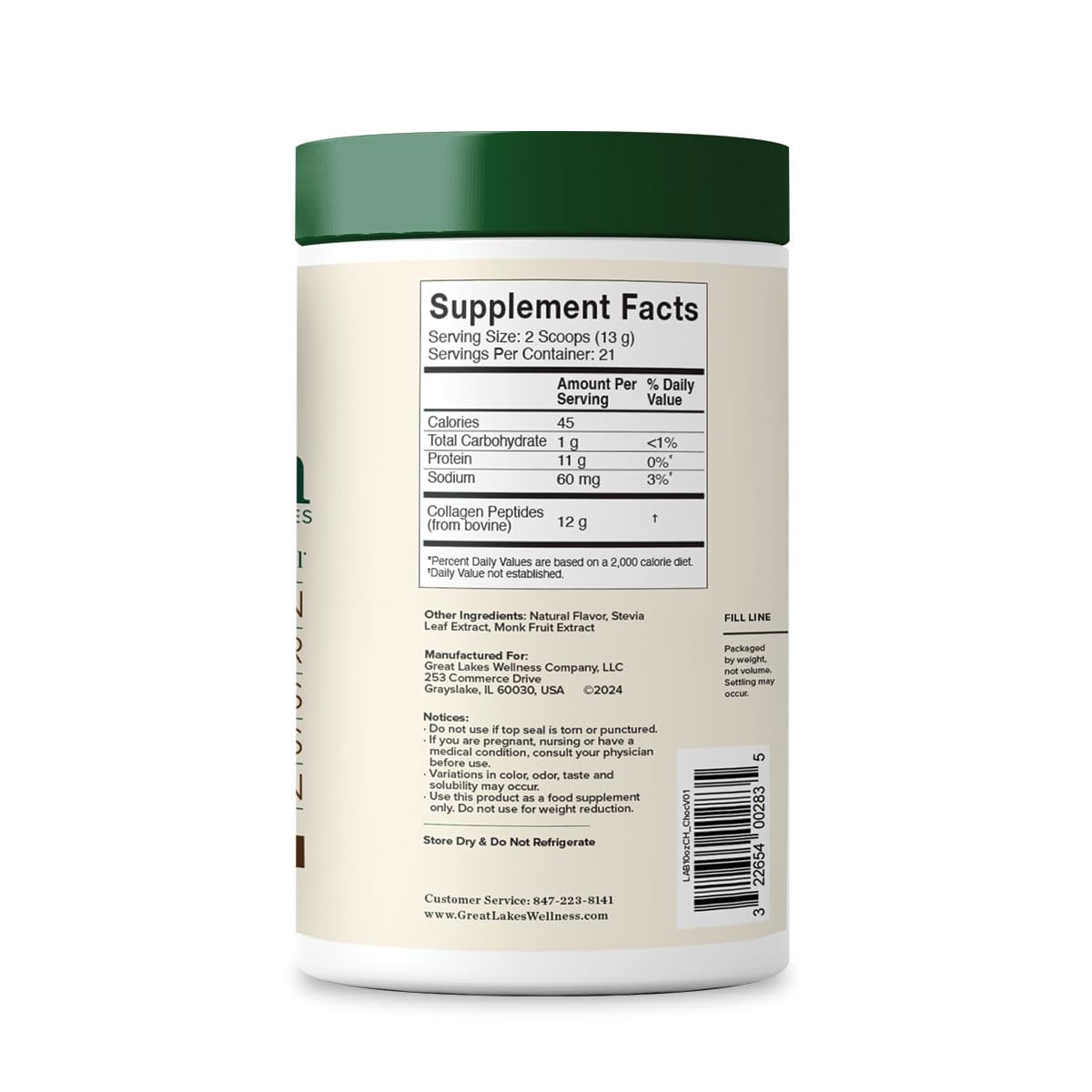 Collagen Peptides Powder, Chocolate, 10 oz G330