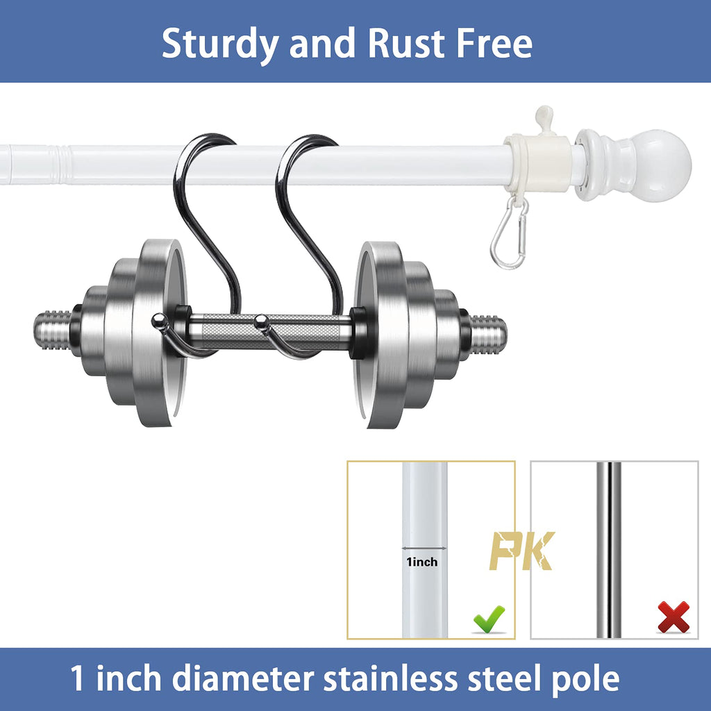 White 5-6ft Tangle Free Metal Flag Pole Kit M483745