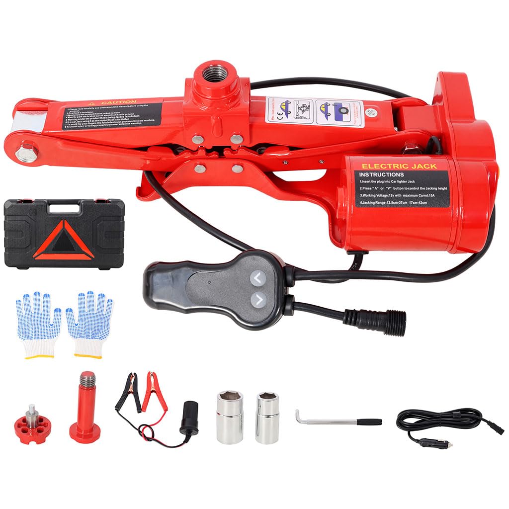 12V 3 Ton Electric Car Jack with Lug Wrench and Carrying Case F68041
