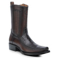Brown Ostrich Leg Leather Cowboy Boots L18353