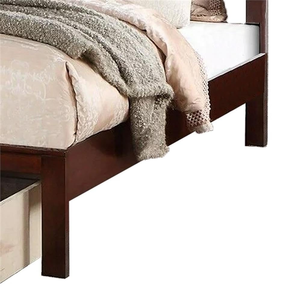 California King Solid Wood Platform Bed with Storage Drawer D183