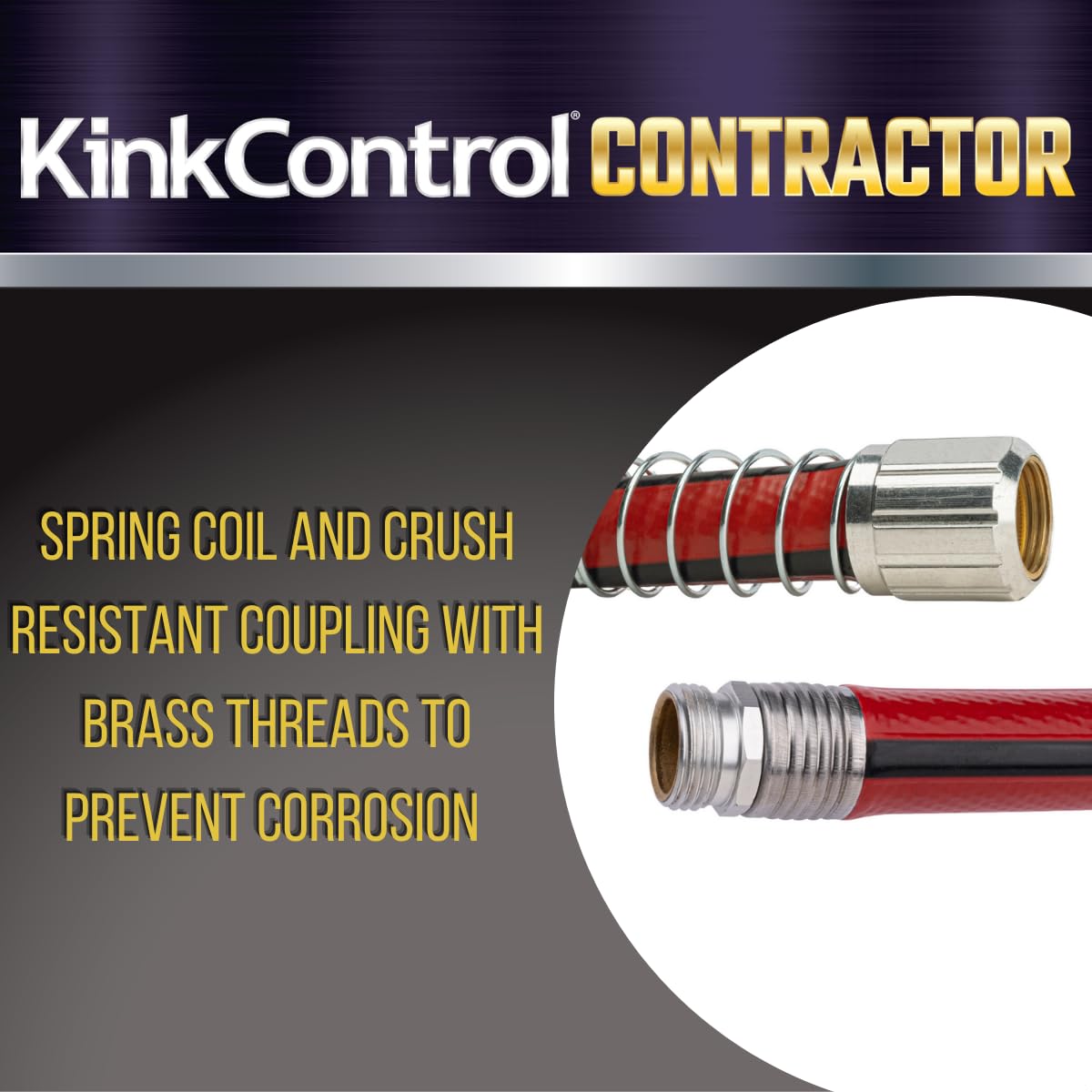 Contractor Grade Hose with Spring Coil and Crush Resistant Couplings 3/4 x 50 ft Q733