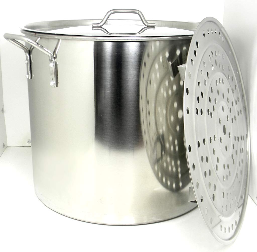 60 Quart Stainless Steel Stock Pot with Rack & Lid M24336