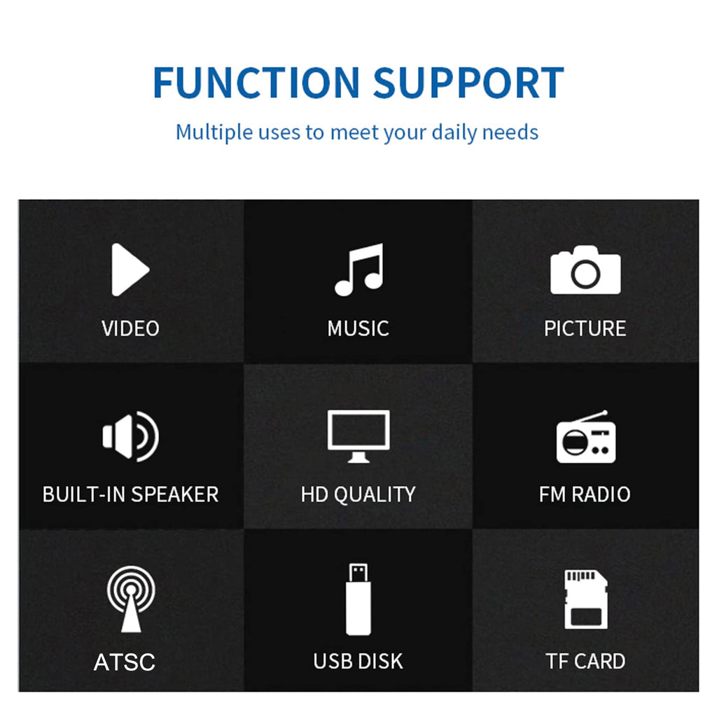 5 Inch Portable Pocket TV, ATSC LED Digital Player with Remote Control, 1500mAh Rechargeable Battery, Television TV for Camping Support USB, TF Card, FM Radio for Car, Kitchen, Travel J54030
