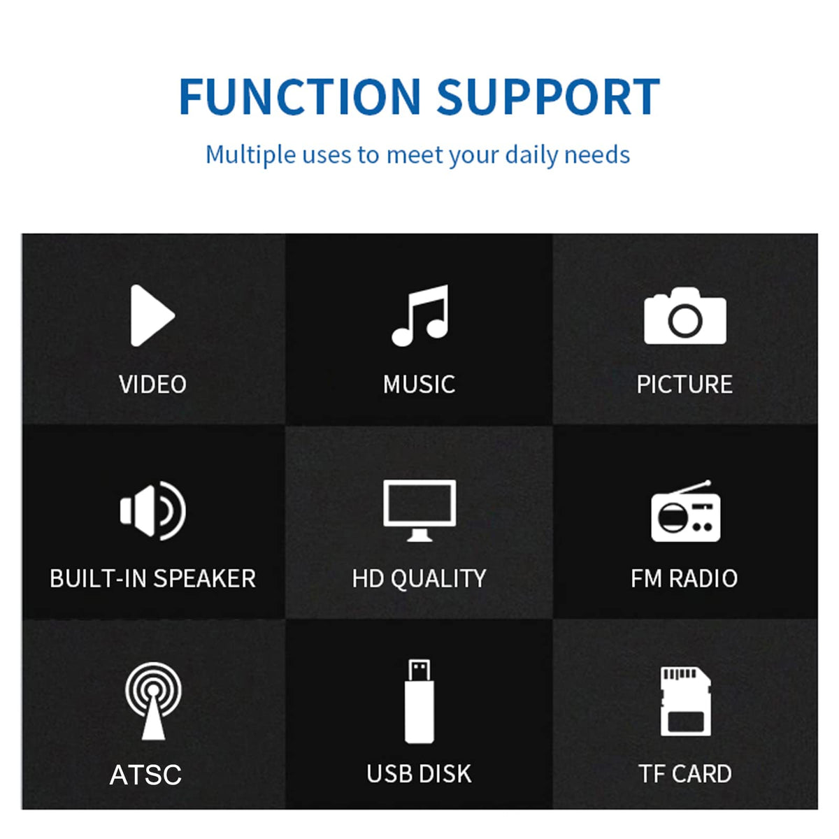 5 Inch Portable Pocket TV, ATSC LED Digital Player with Remote Control, 1500mAh Rechargeable Battery, Television TV for Camping Support USB, TF Card, FM Radio for Car, Kitchen, Travel J54030