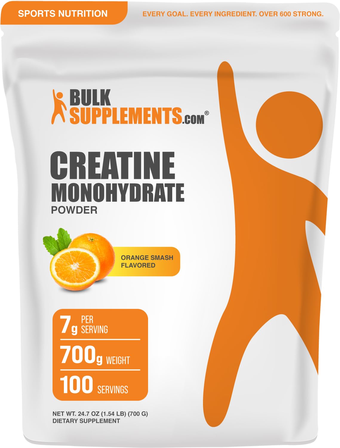 Micronized Creatine Monohydrate Powder, Orange Smash, 700g L4924