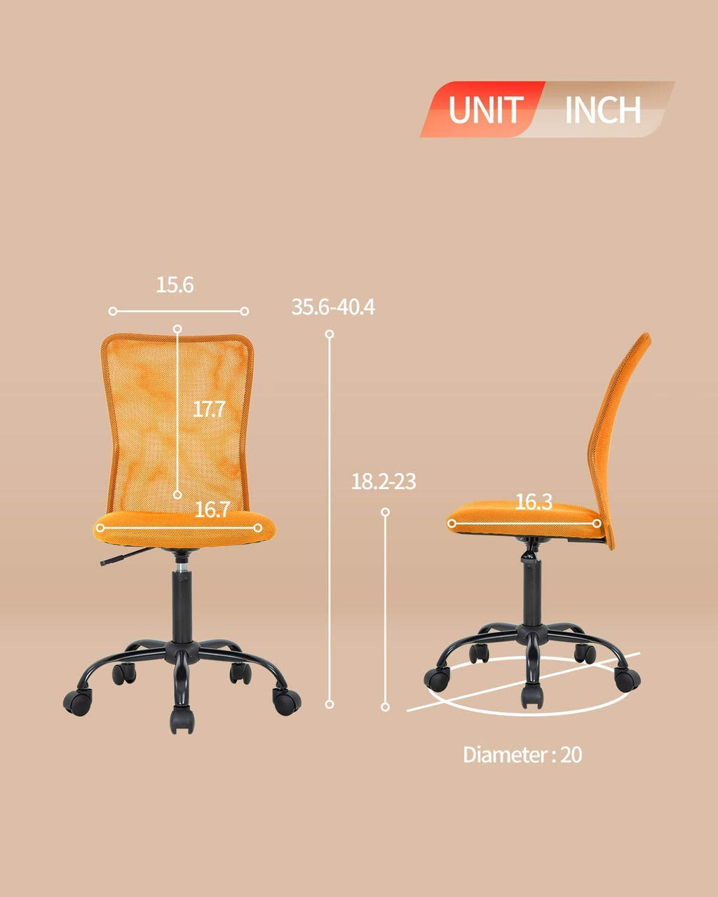 Orange Ergonomic Mesh Office Chair F5745
