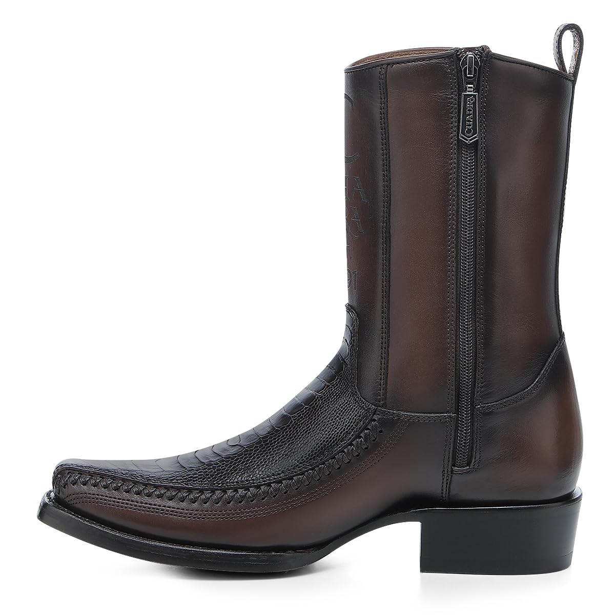 Brown Ostrich Leg Leather Cowboy Boots L18353