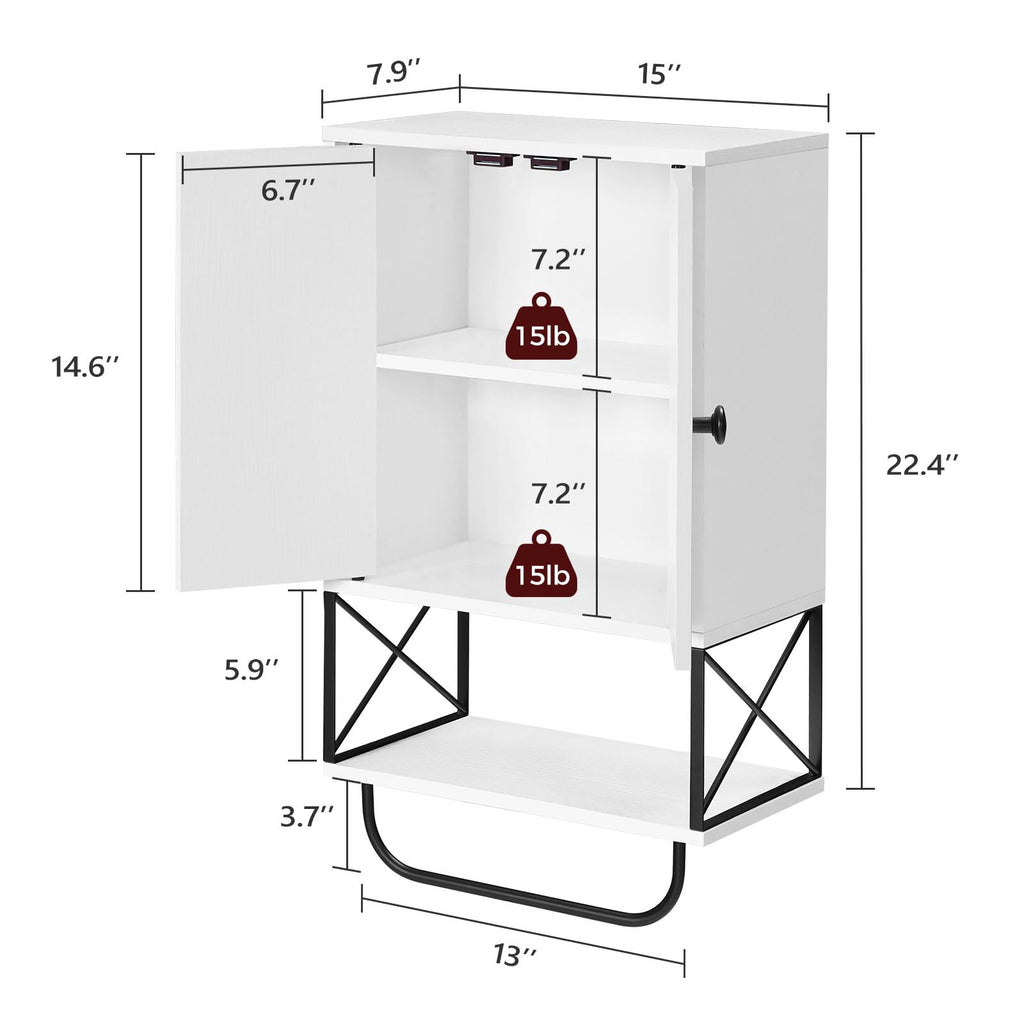 White 2 Door Wall Mounted Bathroom Cabinet with Adjustable Shelf A8949