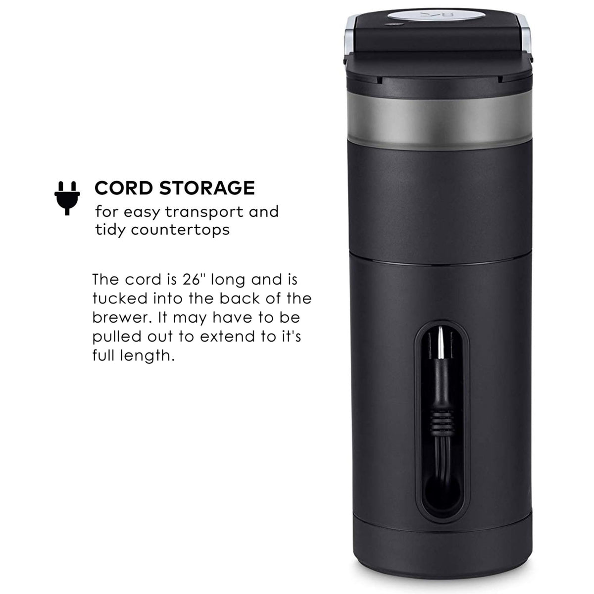 Single Serve K-Cup Pod Coffee Maker, 6 to 12oz Brew Size, Black O608041