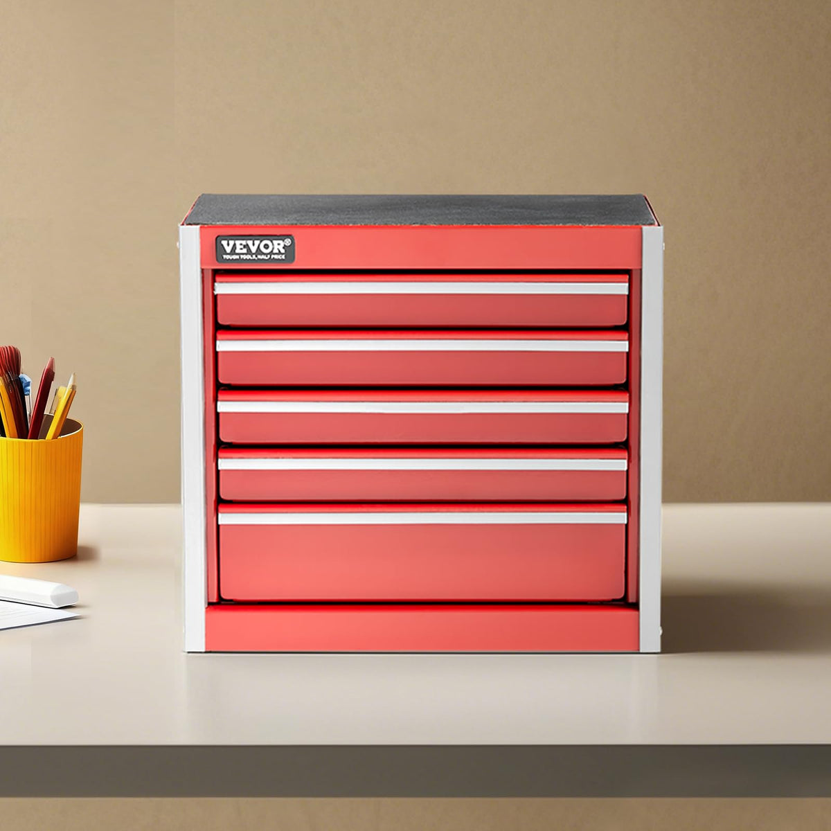 8.6-inch Portable Metal Tool Box with 5 Drawers Y995