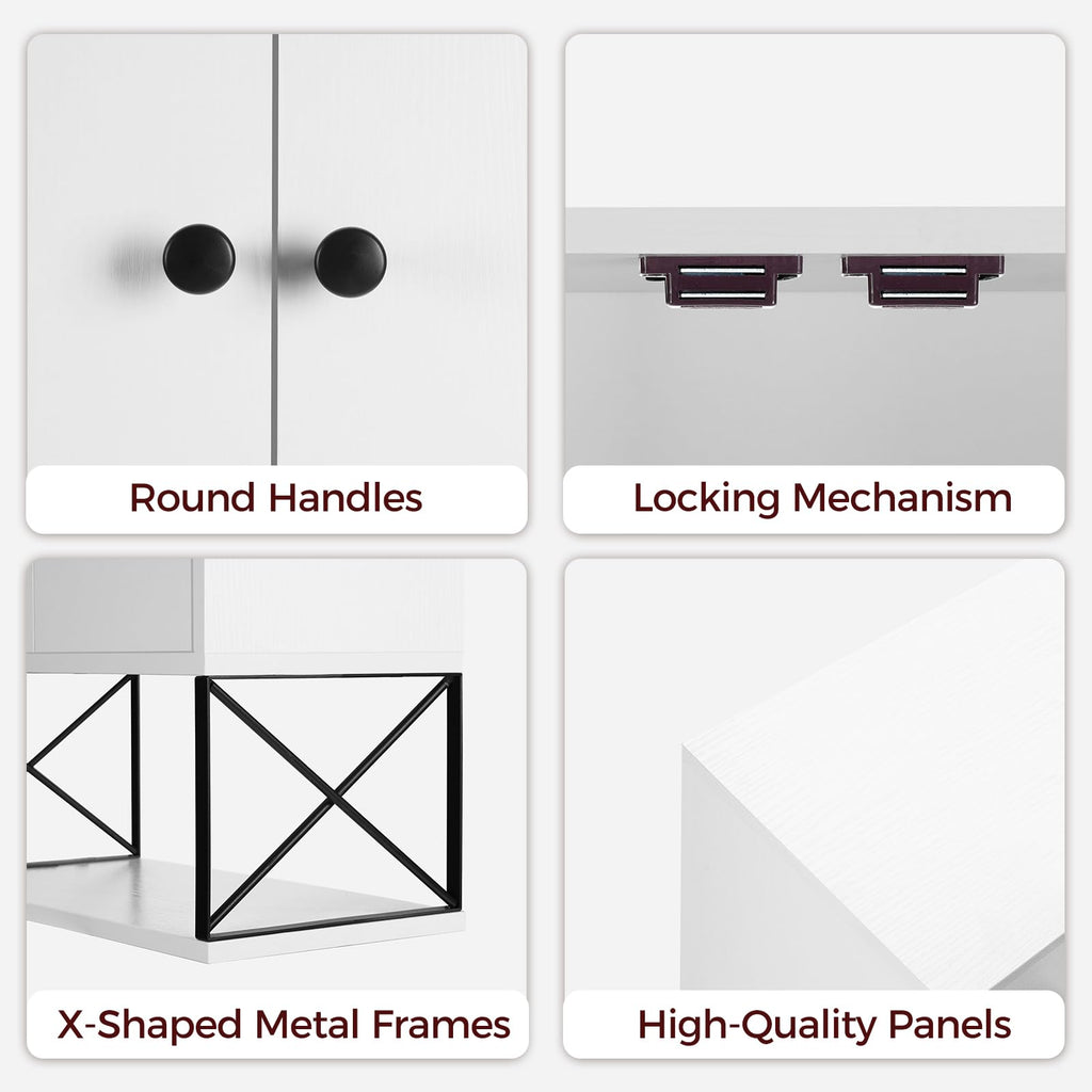 White 2 Door Wall Mounted Bathroom Cabinet with Adjustable Shelf A8949