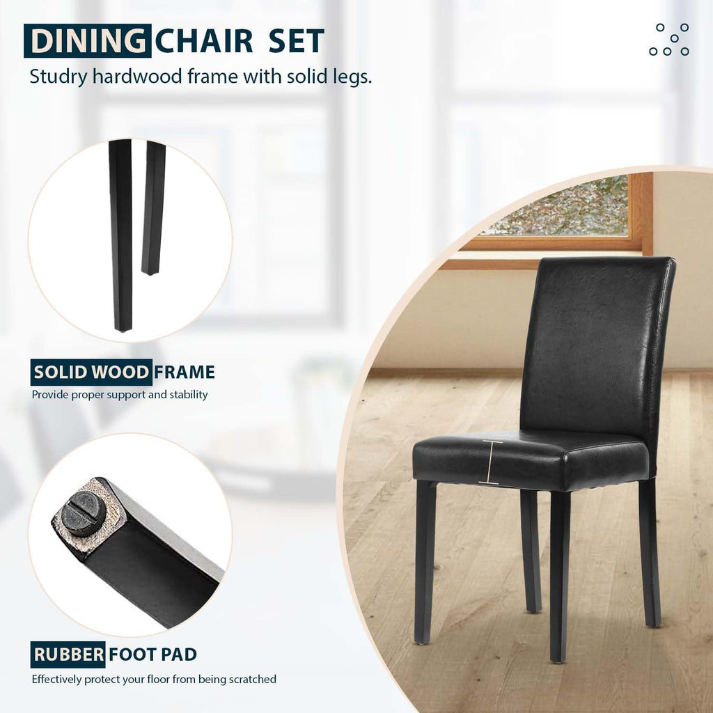 Black PU Leather Set of 4 Dining Chairs Q985