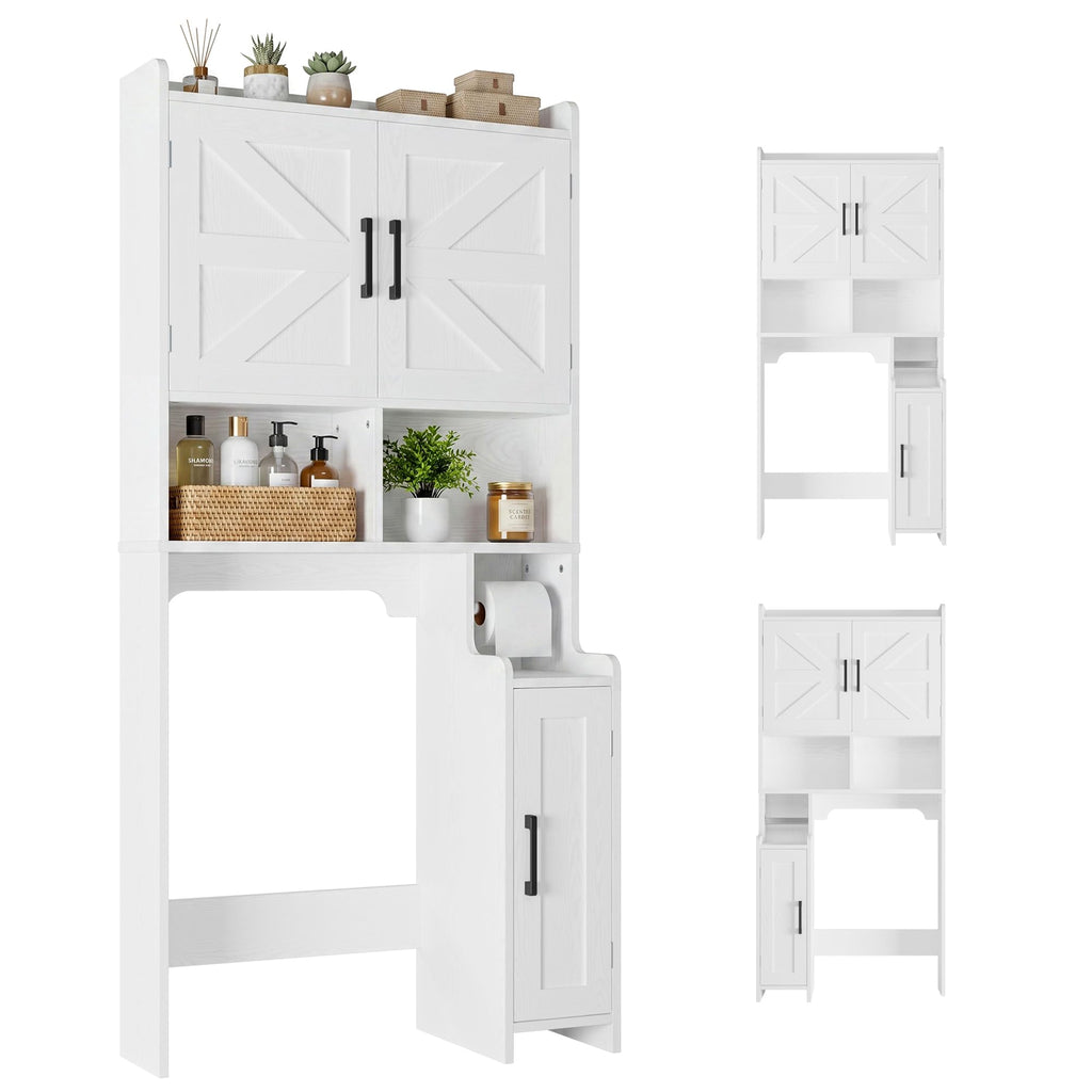 White Over The Toilet Storage Cabinet with Adjustable Shelves L90823