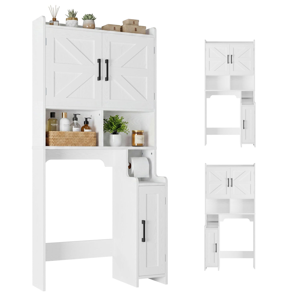 White Over The Toilet Storage Cabinet with Adjustable Shelves L90823