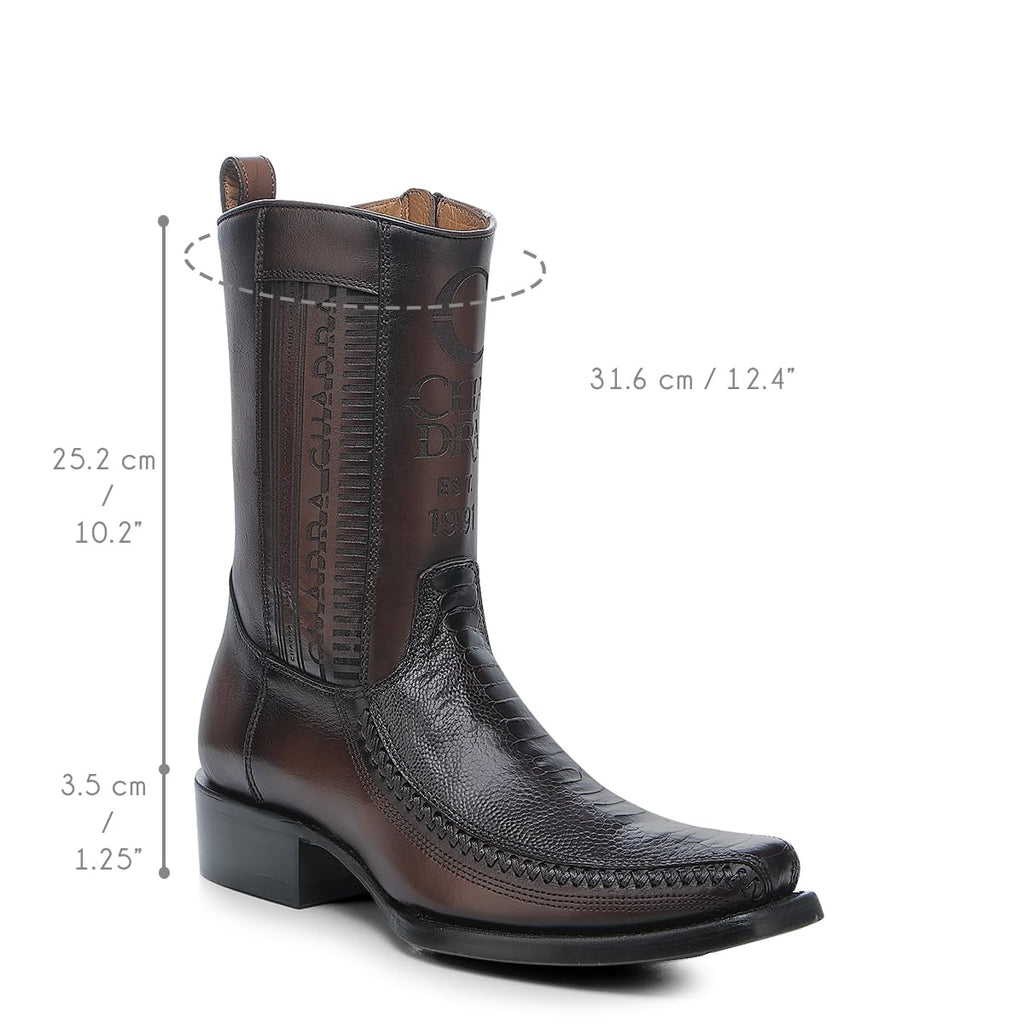 Brown Ostrich Leg Leather Cowboy Boots L18353