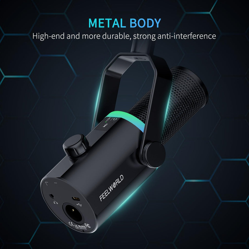 Black Metal Dynamic Microphone with Boom Arm H982526