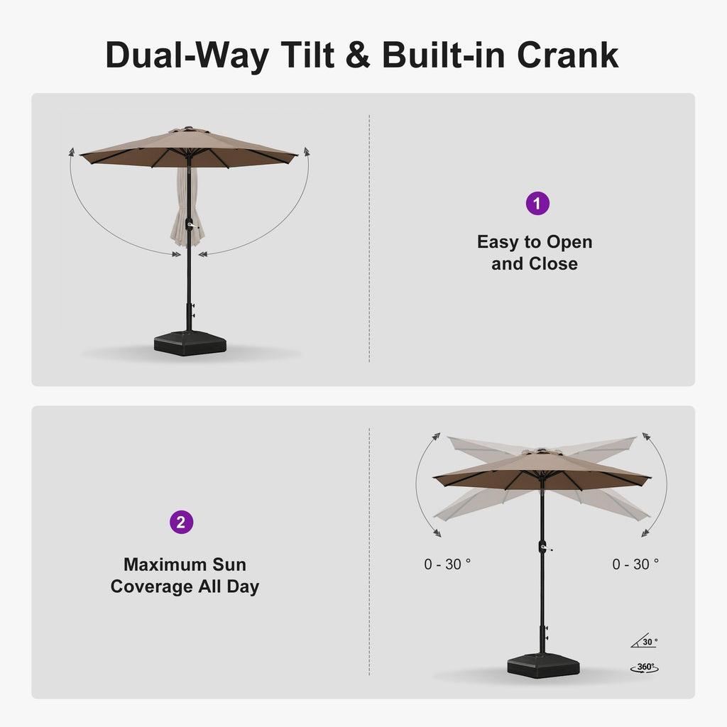 7.5' Aluminum Patio Market Umbrella with Base H6736