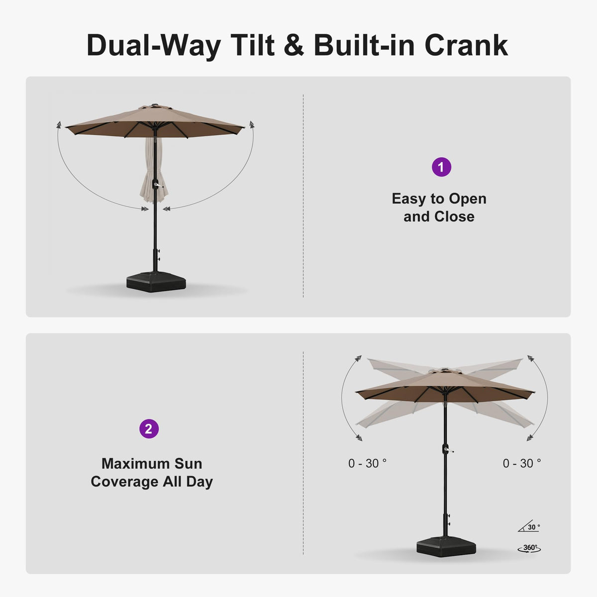 7.5' Aluminum Patio Market Umbrella with Base H6736