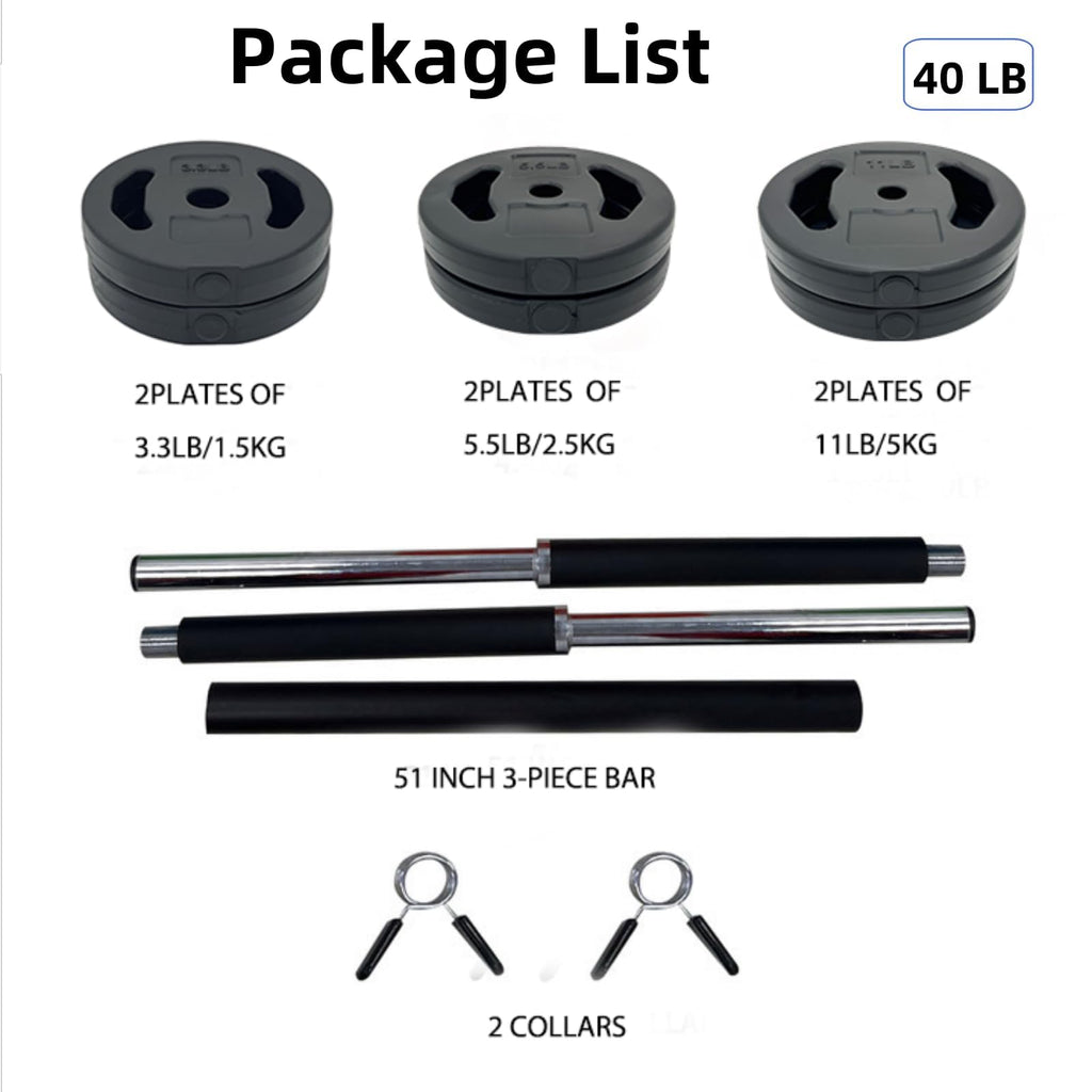 40 LB Adjustable Barbell Weight Set A5499
