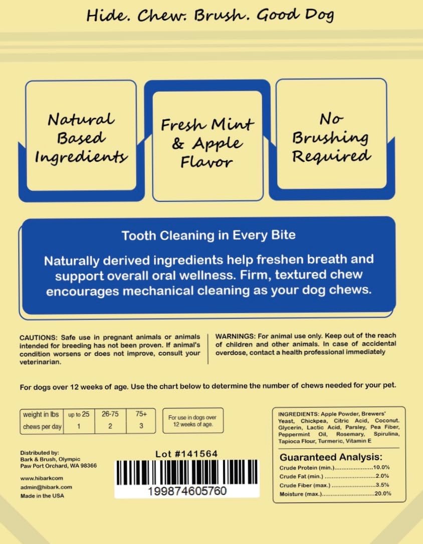 Natural Dental Chews for Dogs, Mint & Apple Flavor, 8 Count T43754