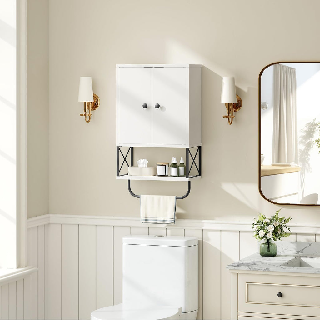 White 2 Door Wall Mounted Bathroom Cabinet with Adjustable Shelf A8949