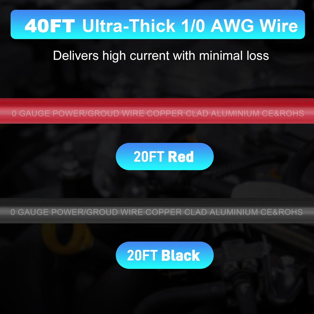 1/0 Gauge Copper Clad Aluminum Wire Kit with 250A ANL Fuse Holder S750147