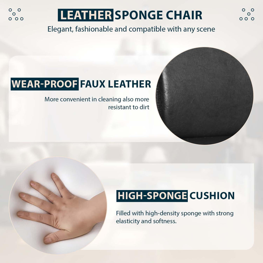 Black PU Leather Set of 4 Dining Chairs Q985