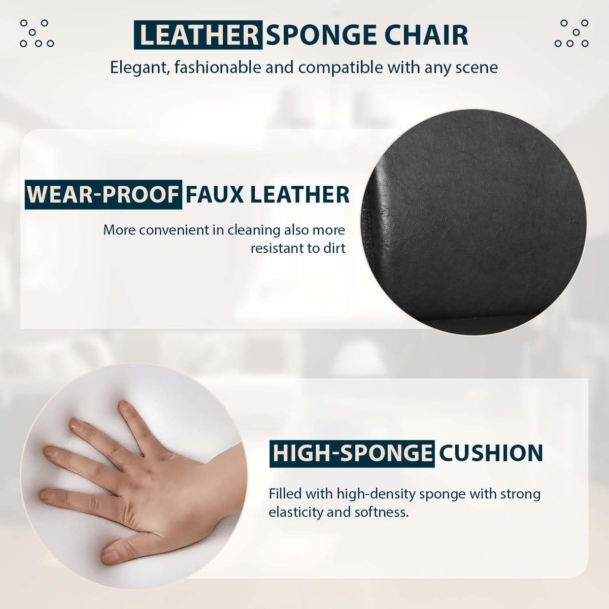 Black PU Leather Set of 4 Dining Chairs Q985