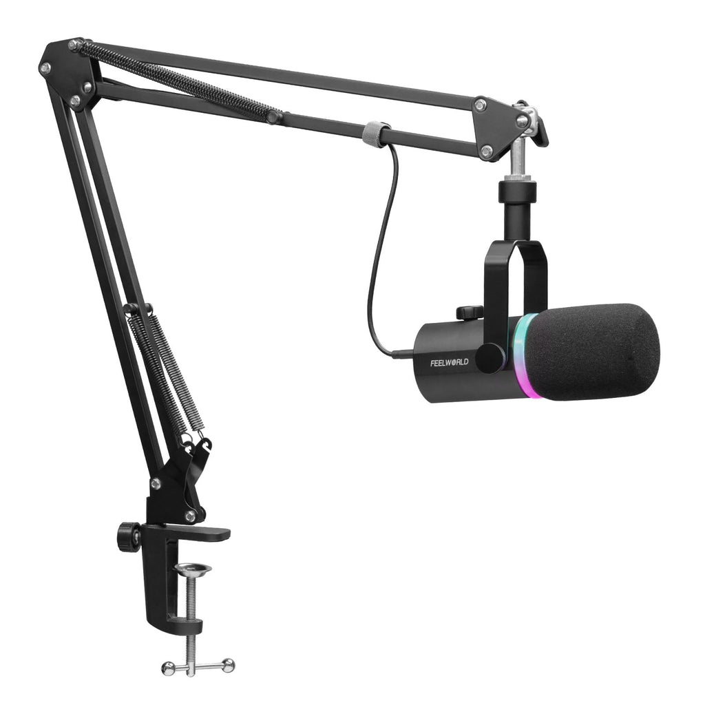 Black Metal Dynamic Microphone with Boom Arm H982526