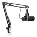 Black Metal Dynamic Microphone with Boom Arm H982526