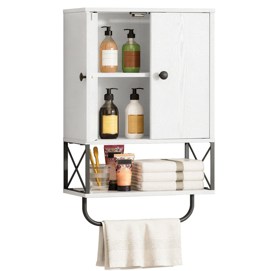 White 2 Door Wall Mounted Bathroom Cabinet with Adjustable Shelf A8949
