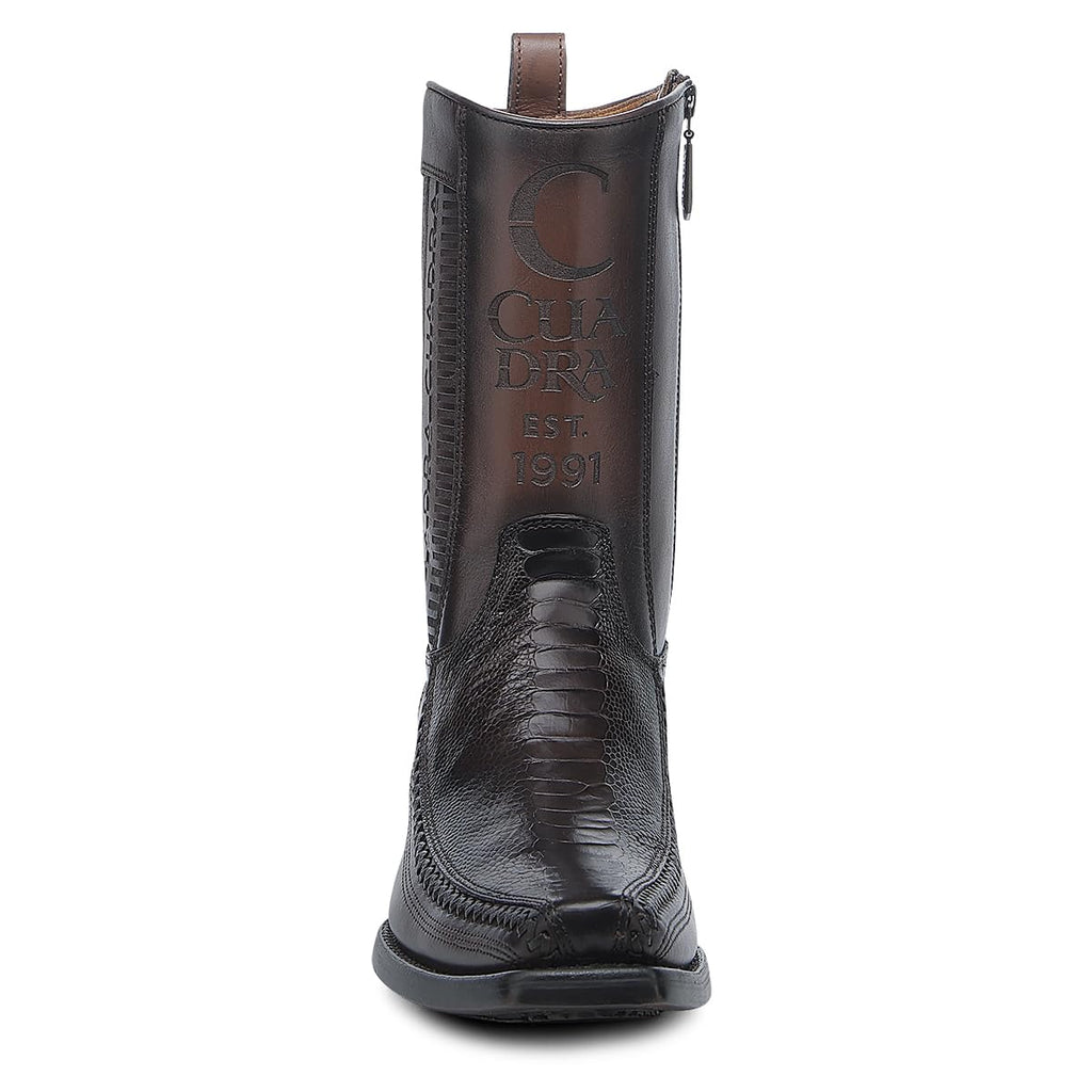 Brown Ostrich Leg Leather Cowboy Boots L18353