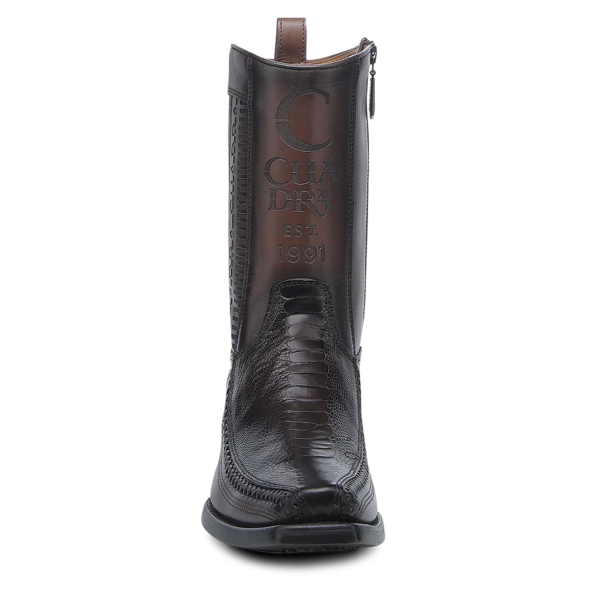 Brown Ostrich Leg Leather Cowboy Boots L18353