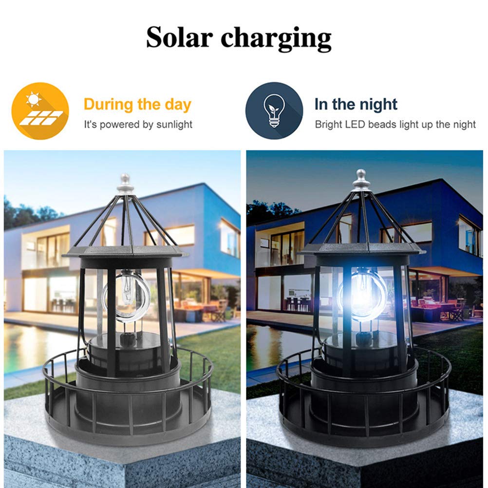 Black Solar LED Lighthouse Garden Decoration D28131