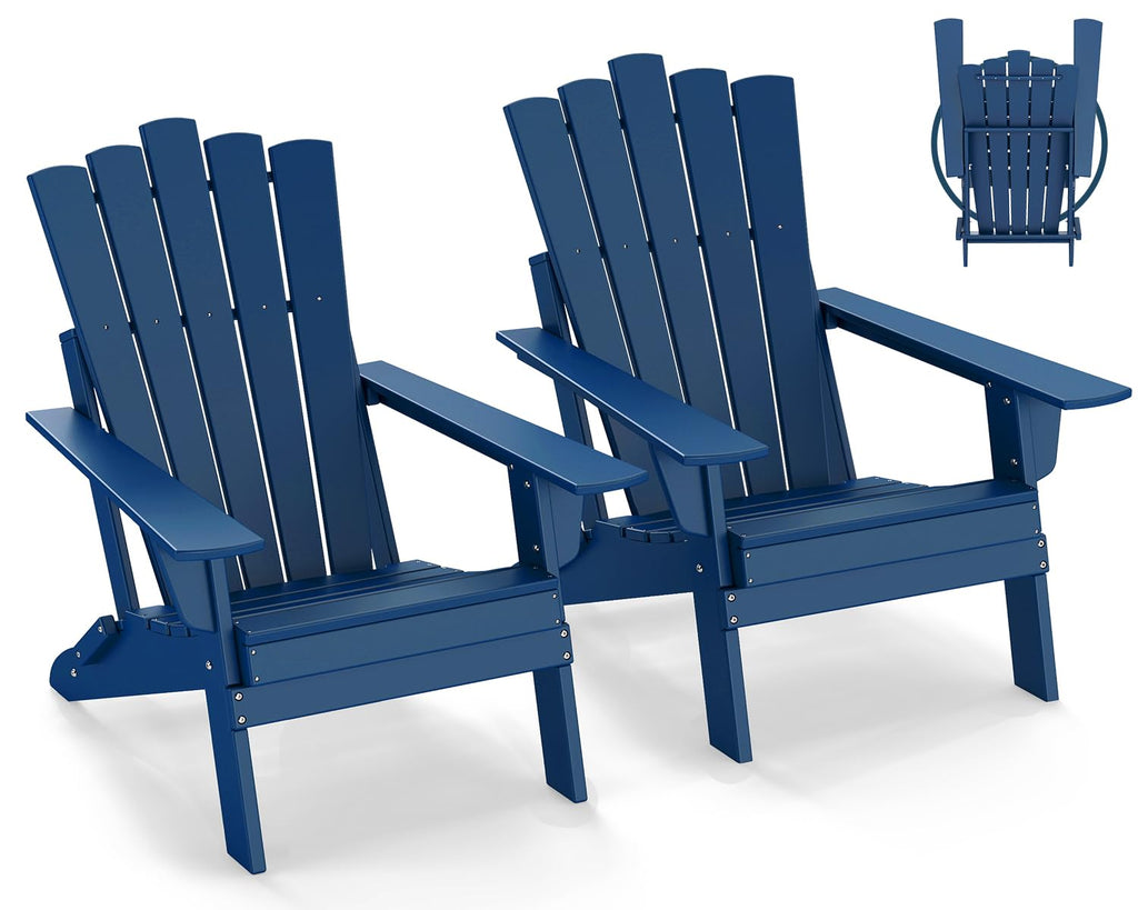 Blue Folding Adirondack Chairs Set of 2 Y83676