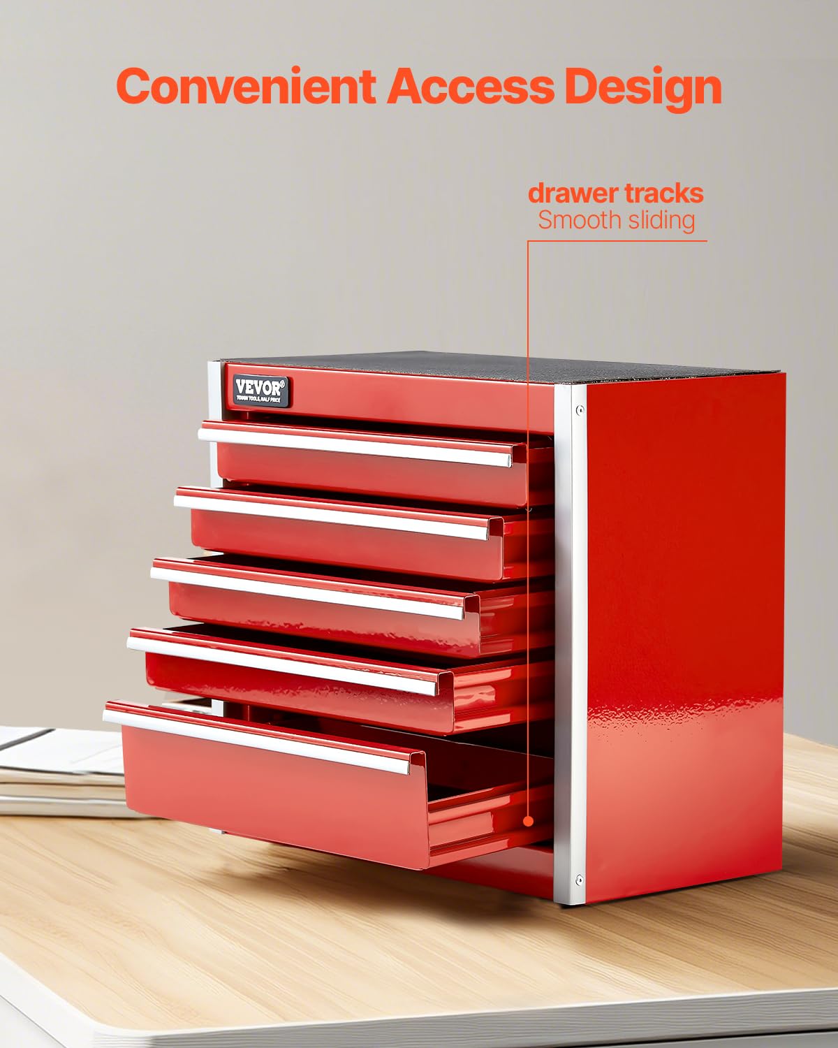 8.6-inch Portable Metal Tool Box with 5 Drawers Y995