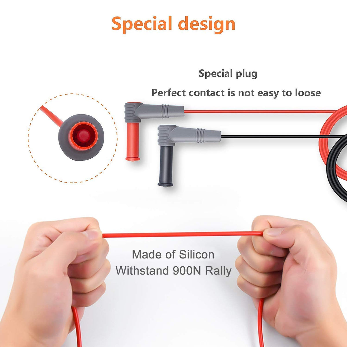 Silicone Test Leads Kit CAT III 1000V CAT IV 600V with Alligator Clips and Needle Probe 9PCS U35091