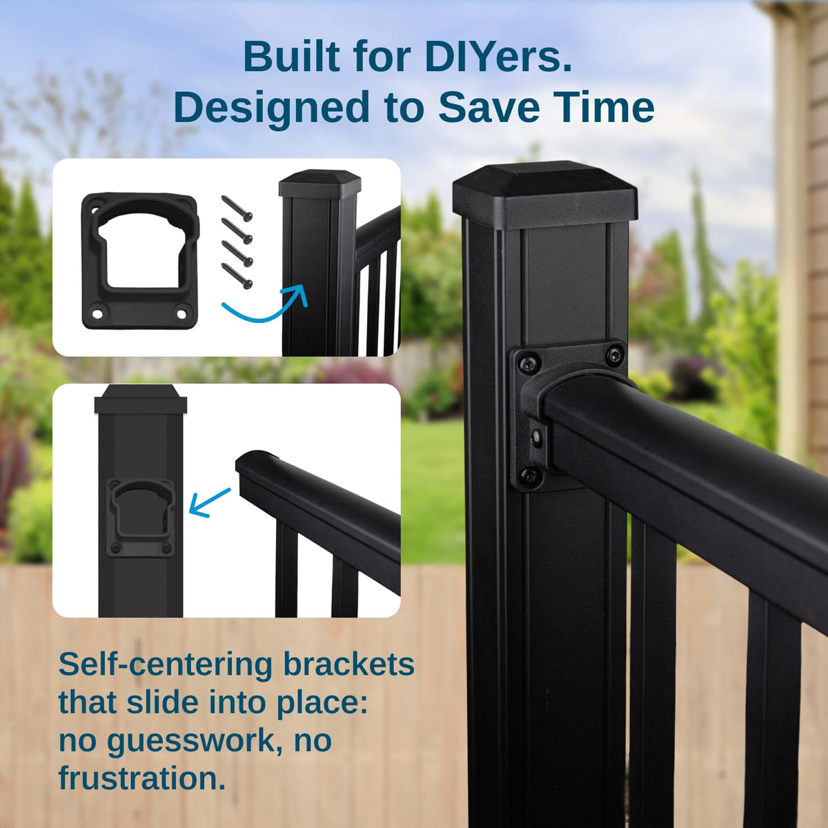 36 in. H x 8 ft. W Aluminum Deck Railing Kit with Black Powder-Coated Finish I2540