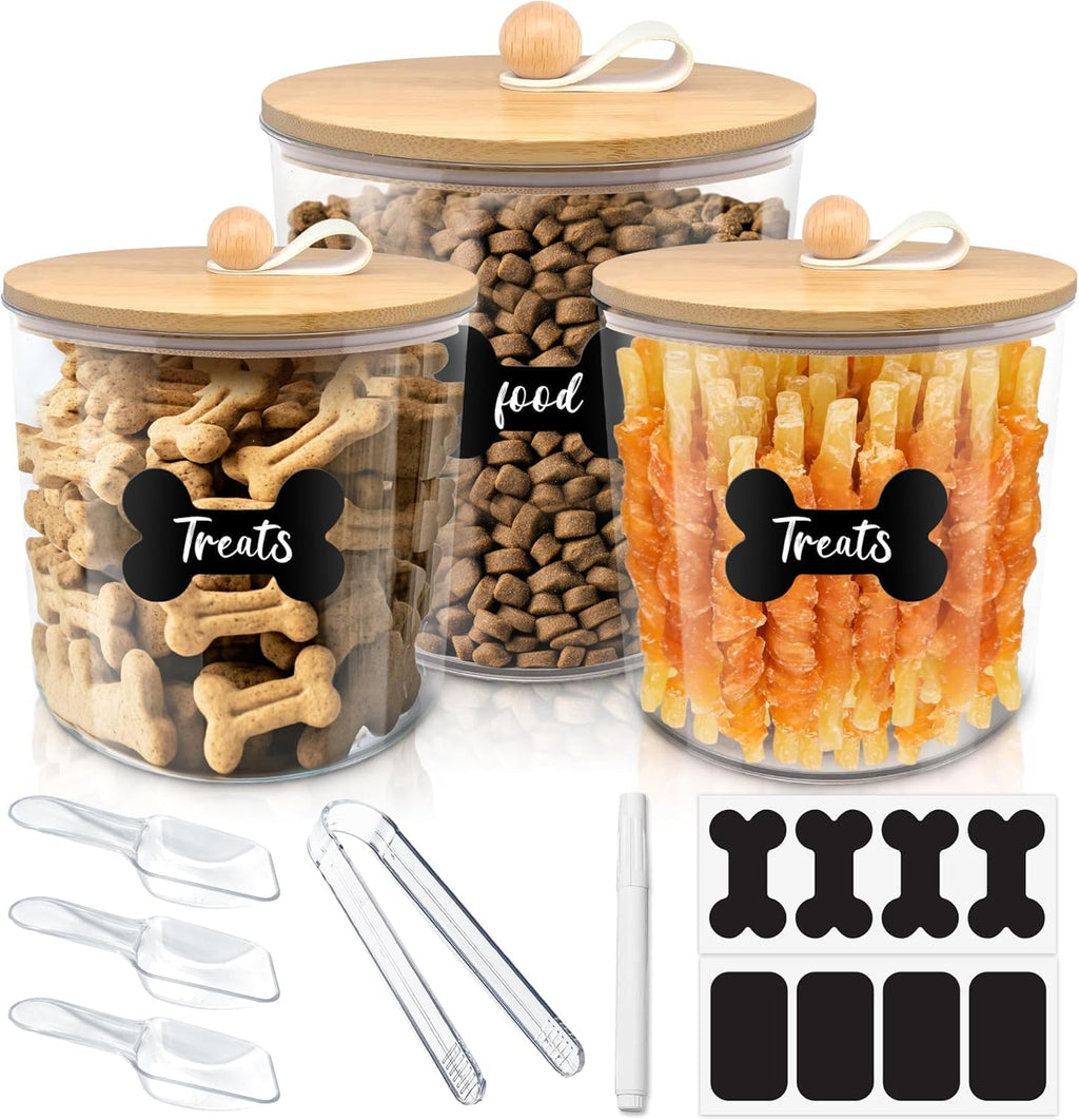 3 Pack Airtight Dog Food Storage Container with Bamboo Lids U7446