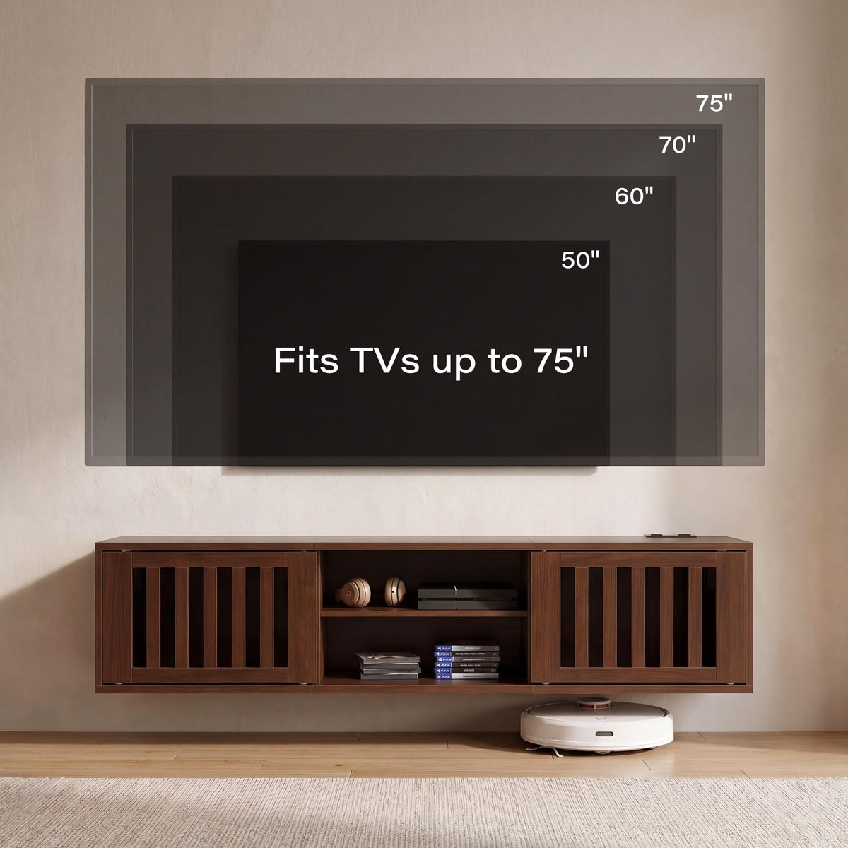 59" Floating TV Stand with Power Outlet C28580
