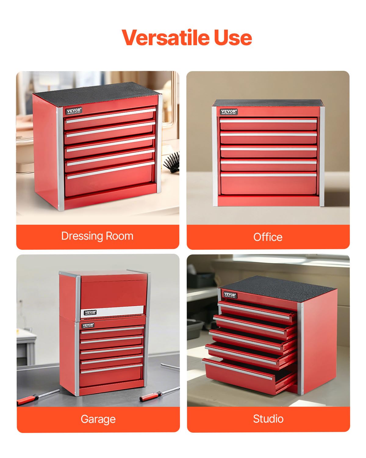 8.6-inch Portable Metal Tool Box with 5 Drawers Y995