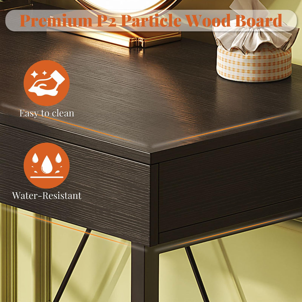Black 40 Inch Small Desk with Wood Drawers L34205